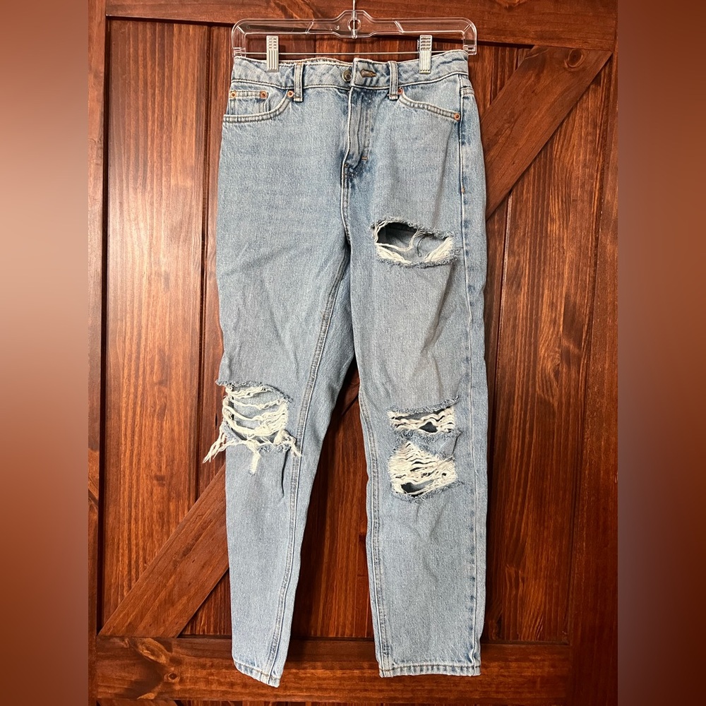 Topshop Light Blue Distressed Boyfriend Jeans
